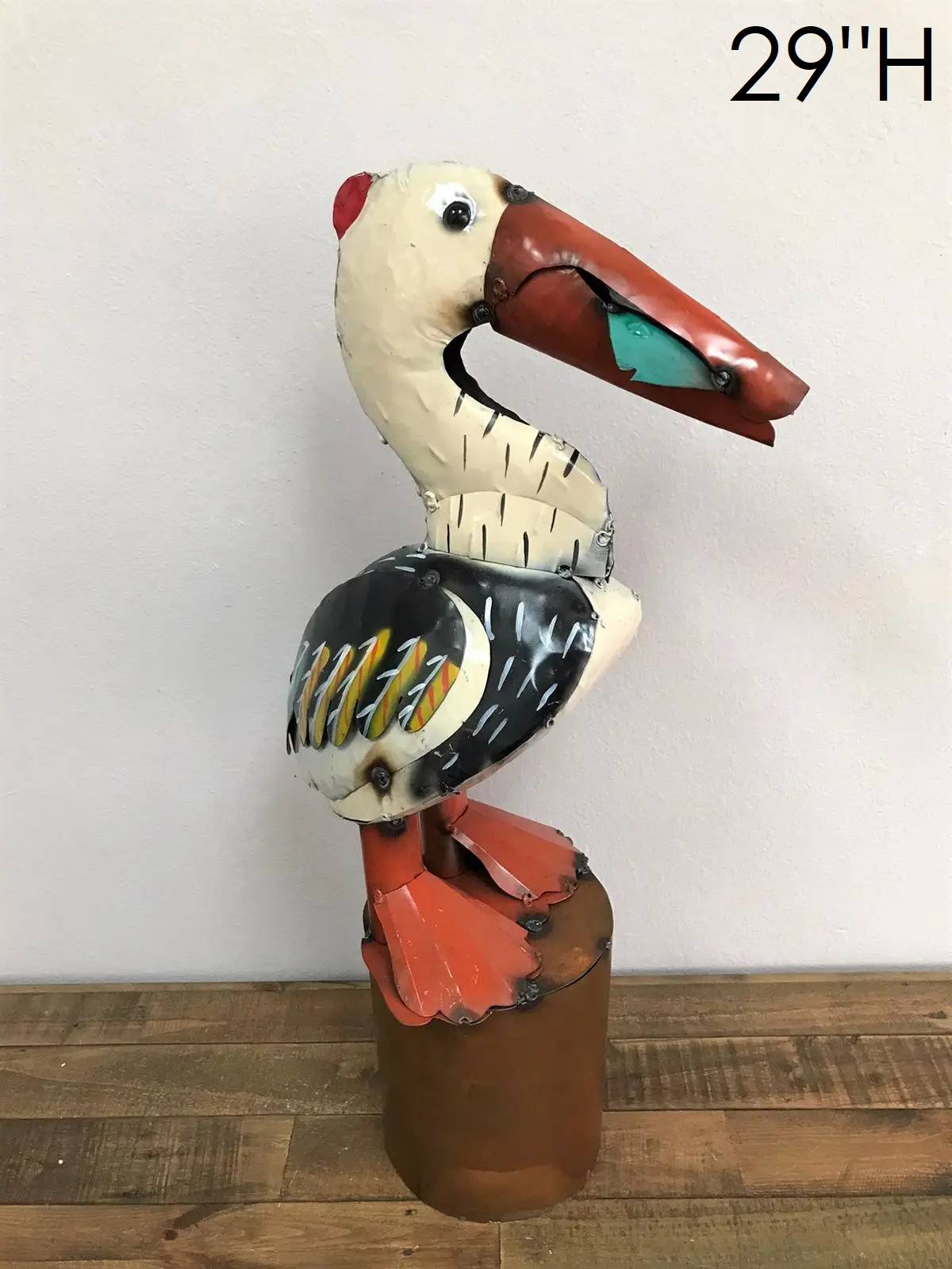 34-456 - 29" Multicolor Pelican with Fish on Pos