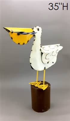 34-501 - White Pelican with Fish on Post